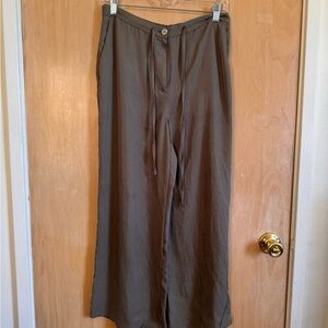 Theory Women’s Wide-Leg Drawstring Pants in Dark Green